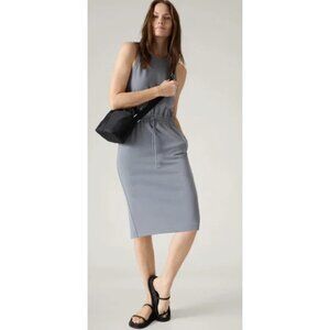 ATHLETA Seasoft Midi Dress in Coastline Blue Travel Casual Stretch Neutral Sz S